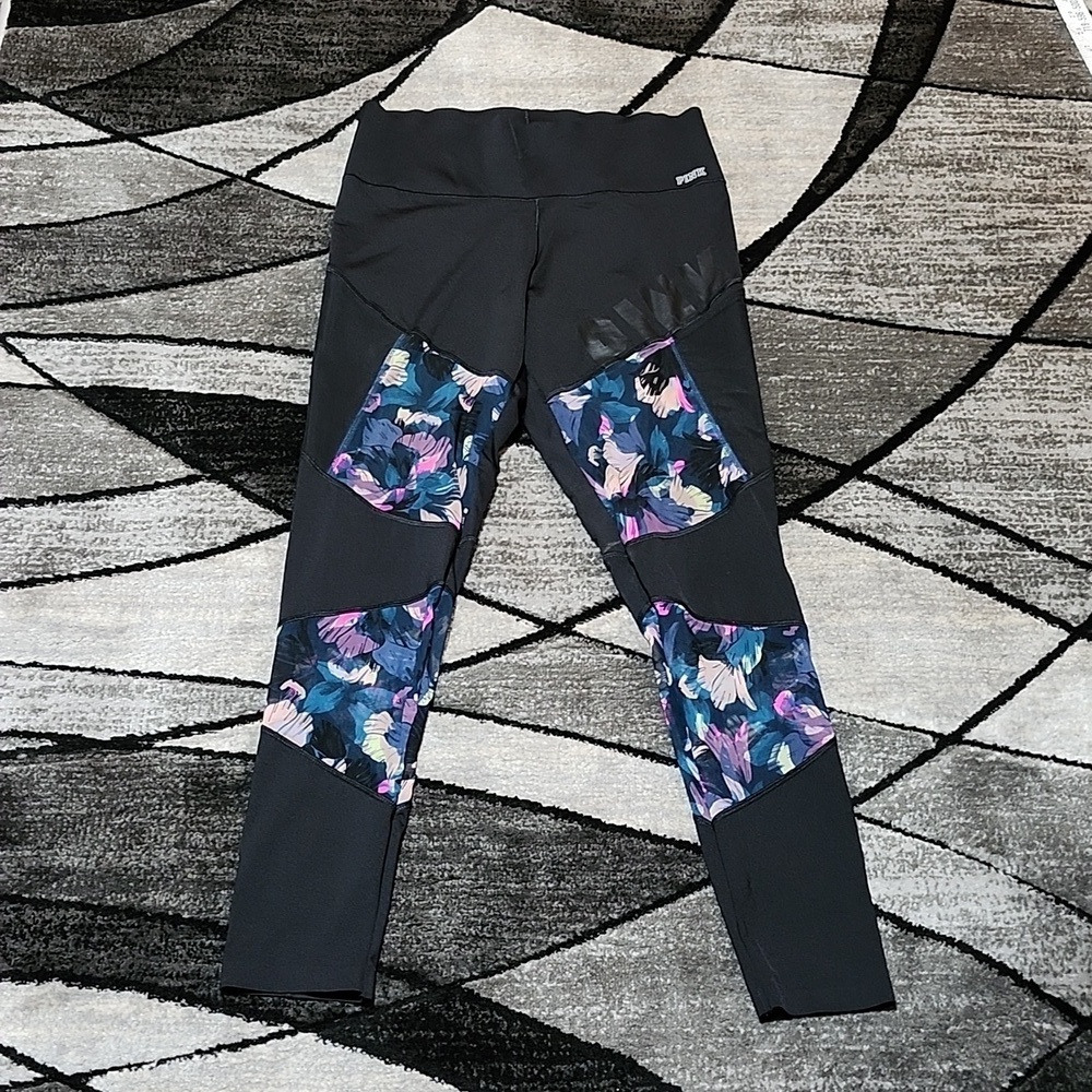 VS PINK BONDED MESH FLORAL DESIGN MESH PHONE POCKET HIGH-WAISTED 2017 LEGGINGS